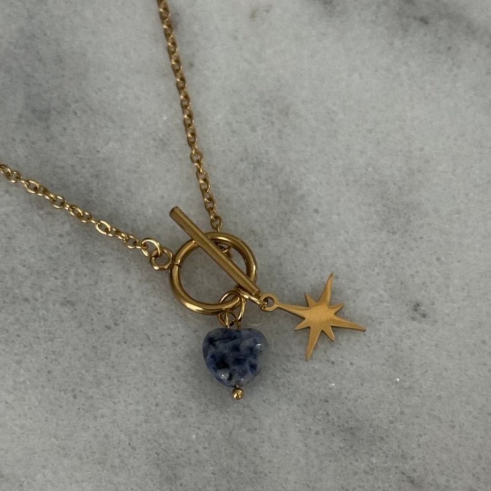 Gold Chain Link Star Burst Charm Necklace 

Brand New